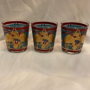Set of Three Patriotic Old Fashion Glasses with Eagle Design